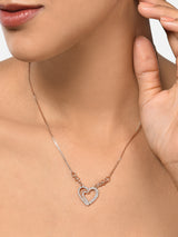 Women's Rose Gold Tone Dazzling Cubic Zirconia Heart Pendant with Chain