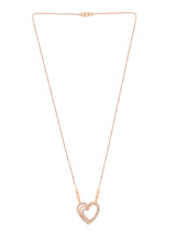 Women's Rose Gold Tone Dazzling Cubic Zirconia Heart Pendant with Chain