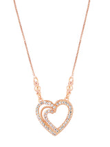 Women's Rose Gold Tone Dazzling Cubic Zirconia Heart Pendant with Chain