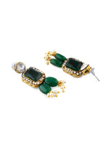Women's Green Multistrand Beaded Ethnic Choker Necklace Earring & Ring Set