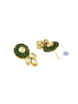 Women's Green Meenakari Multistrand Pearls Kundan Choker Necklace Earring and Ring Set