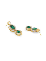 Women's Green Traditional Kundan Necklace Earring and Ring Set