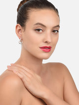 Women's Rose Gold Cubic Zirconia and Pearls Brass Stud and Drop Earring - Set of 3