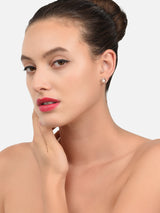 Women's Rose Gold Cubic Zirconia and Pearls Brass Stud and Drop Earring - Set of 3