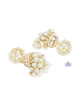 Women's Gold Tone Traditional Kundan and Pearls Jhumki Earring