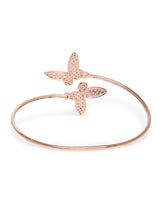Women's Rose Gold Contemporary Cubic Zirconia Brass Kada Style Bracelet - Pack of 2