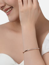 Women's Set of 2 Rose Gold Contemporary Cubic Zirconia Brass Kada Style Bracelet-ZPFK11118