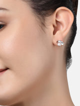 Women's Rose Gold Contemporary Cubic Zirconia Brass Stud Earrings - Pack of 2