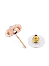 Women's Rose Gold Contemporary Cubic Zirconia Brass Stud Earrings - Pack of 2