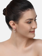 Women's Combo of 2 Rose Gold & Gold Tone Contemporary Cubic Zirconia Brass Stud & Hoop Earrings-ZPFK11161