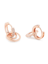 Women's Combo of 2 Rose Gold & Gold Tone Contemporary Cubic Zirconia Brass Stud & Hoop Earrings-ZPFK11161