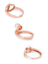 Women's Rose Gold Contemporary Cubic Zirconia Brass Rings - Set of 3