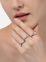 Women's Rose Gold Contemporary Cubic Zirconia Brass Rings - Pack of 3