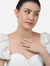 Women's Rose Gold Contemporary Cubic Zirconia Brass Rings - Pack of 2