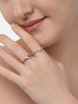 Women's Combo of 2 Rose Gold Contemporary Cubic Zirconia Brass Rings-ZPFK11194