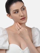 Women's Combo of 2 Rose Gold Contemporary Cubic Zirconia Brass Rings-ZPFK11194