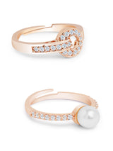 Women's Combo of 2 Rose Gold Contemporary Cubic Zirconia Brass Rings-ZPFK11194