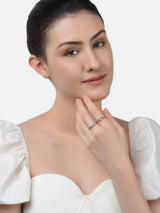 Women's Combo of 2 Rose Gold Contemporary Cubic Zirconia Brass Rings-ZPFK11195