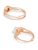 Women's Combo of 2 Rose Gold Contemporary Cubic Zirconia Brass Rings-ZPFK11195