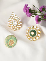 Women's Combo of 3 Wedding Collection Adjustable Finger Rings-ZPFK11480