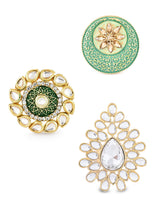 Women's Combo of 3 Wedding Collection Adjustable Finger Rings-ZPFK11480