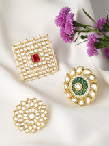 Women's Combo of 3 Wedding Collection Adjustable Finger Rings-ZPFK11498