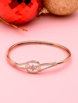 Women's Rose Gold Dazzling Cubic Zirconia Contemporary Kada Style Bracelet