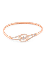 Women's Rose Gold Dazzling Cubic Zirconia Contemporary Kada Style Bracelet