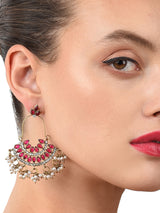 Women's Pink Stones Austrian Diamonds and Beads Drop Dangler Earring