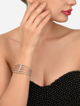 Women's Rose Gold Tone Dazzling Austrian Diamonds Embellished Party Bling Cuff Bracelet
