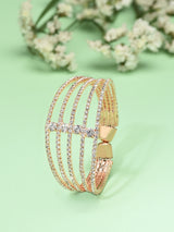 Women's Rose Gold Tone Dazzling Austrian Diamonds Embellished Party Bling Cuff Bracelet