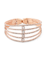 Women's Rose Gold Tone Dazzling Austrian Diamonds Embellished Party Bling Cuff Bracelet
