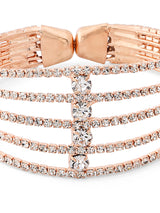 Women's Rose Gold Tone Dazzling Austrian Diamonds Embellished Party Bling Cuff Bracelet