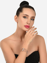 Women's Rose Gold Tone Dazzling Austrian Diamonds Embellished Party Bling Cuff Bracelet