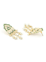 Women's Green Meenakari Long Multi Strand Bridal Necklace Earring & Ring Set-ZPFK12126