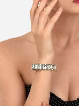Women's Silver Tone Dazzling Stones Party Bling Bracelet