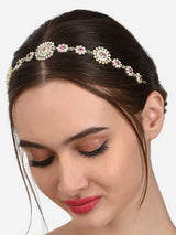 Women's Pink & White Dazzling Diamonds Embellished Head Chain-ZPFK12225