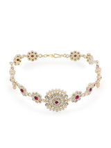 Women's Pink & White Dazzling Diamonds Embellished Head Chain-ZPFK12225