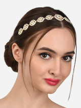 Women's Pink Meenakari Dazzling Diamonds & Pearls Embellished Head Chain-ZPFK12226
