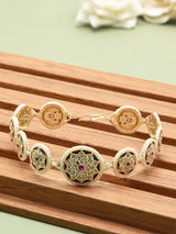 Women's Pink Meenakari Dazzling Diamonds & Pearls Embellished Head Chain-ZPFK12226