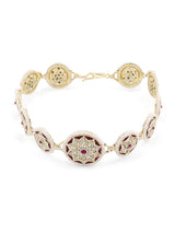 Women's Pink Meenakari Dazzling Diamonds & Pearls Embellished Head Chain-ZPFK12226