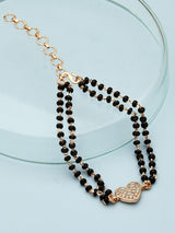 Women's Rose Gold Contemporary Heart Shape Cubic Zirconia Mangalsutra Bracelet