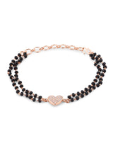 Women's Rose Gold Contemporary Heart Shape Cubic Zirconia Mangalsutra Bracelet