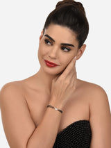 Women's Rose Gold Contemporary Heart Shape Cubic Zirconia Mangalsutra Bracelet