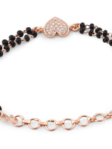 Women's Rose Gold Contemporary Heart Shape Cubic Zirconia Mangalsutra Bracelet