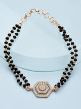 Women's Rose Gold Contemporary Cubic Zirconia Mangalsutra Bracelet