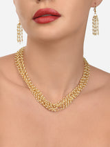Women's Gold Tone Ethnic Multistrand Pearls Necklace and Earring Set