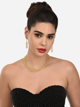 Women's Gold Tone Ethnic Multistrand Pearls Necklace and Earring Set