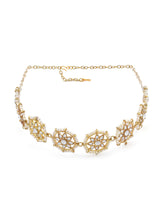 Women's Gold Tone Kundan & Pearls Studded Flowers Ethnic Head Chain-ZPFK13110