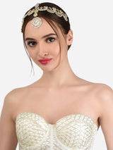 Women's Gold Tone Kundan Bridal MathaPatti Style Maangtikka-ZPFK13116